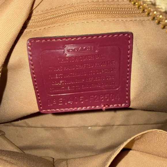 Coach Tan Signature Canvas Tote 💕with Burgundy Leather Accents Y2K Bag - Picture 7 of 7